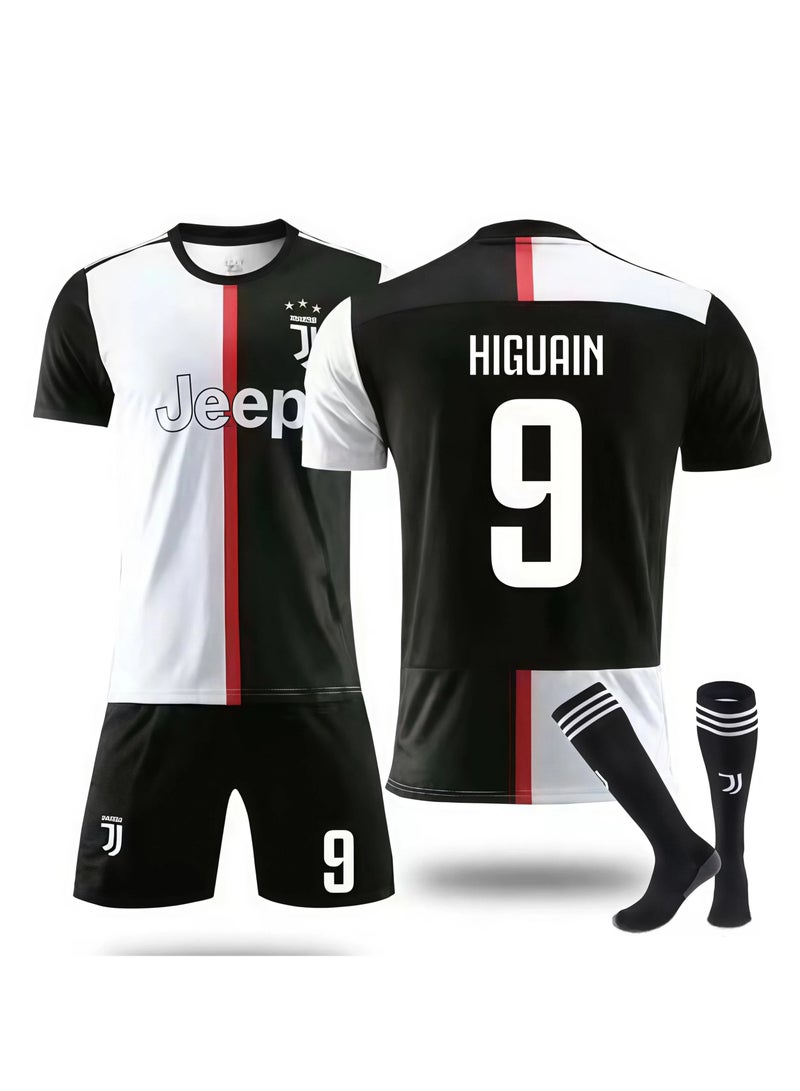 Juventus 2019-2020 Juventus retro football uniform #9 HIGUAIN football jersey shorts socks set children's size and adult size gifts for fans and friends - Image 1
